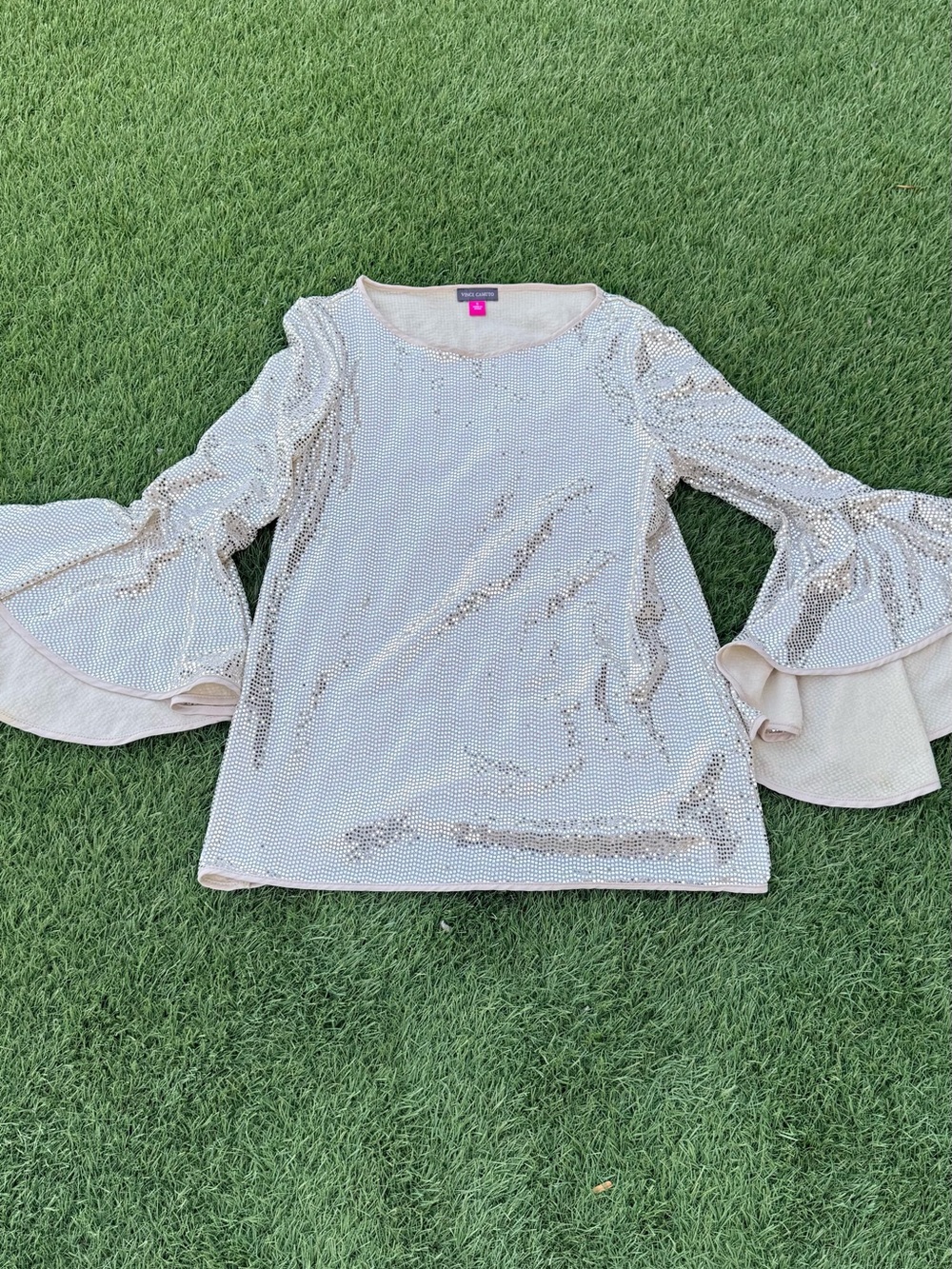 Vince Camuto Blush Sequin Bell-Sleeve Top